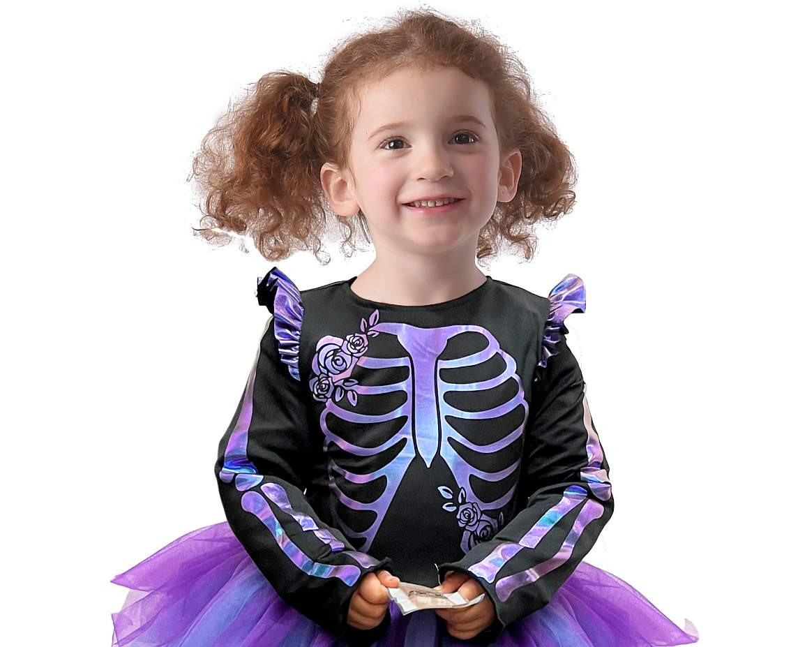 Costume for child Shiny Skeleton (dress), size 92/104 cm